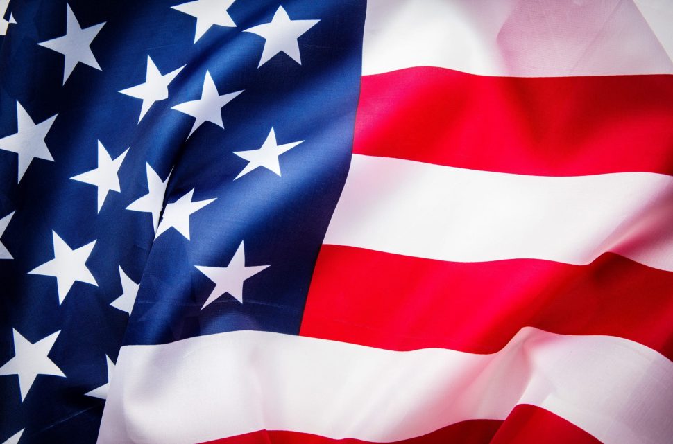 USA flag background. Top view.